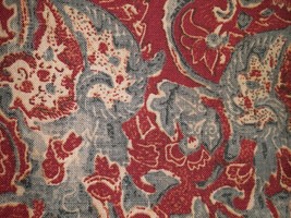 Pottery Barn Julia ~ Pillow Cover Red Beige Gray Paisley 20&quot; x 20&quot; Linen... - $23.71