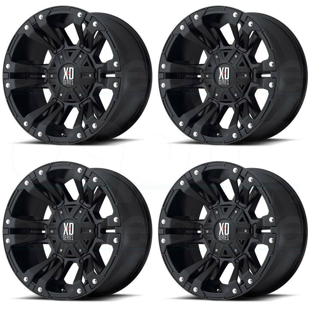 18x10 XD XD822 Monster 8x6.5/8x165.1 24 Black Accent Wheels Rims Set(4