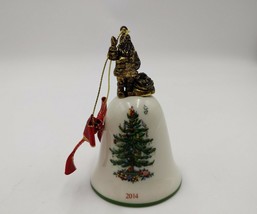 SPODE Christmas Tree Bell Ornament 2014 with Santa on Top - $13.82
