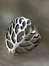 Estate 925 Marked Silver Abstract Tree Cut-Out Wide Band Ring Currently ... - $39.12
