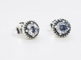 Authentic Pandora Timeless Round Sparkle Earrings Elegance Sliver - $22.79