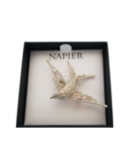 Napier NOS gold tone rhinestone bird in flight brooch NRFP - $24.99