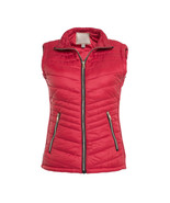 Red Quilted Vest, Quilted Puffer Vest, Quilted Vest with Knit Side Panels - $49.99