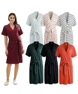 RH Robe Women&#39;s Short Sleeve Kimono Cotton Bathrobe Dressing Gown Sleep ... - $26.99