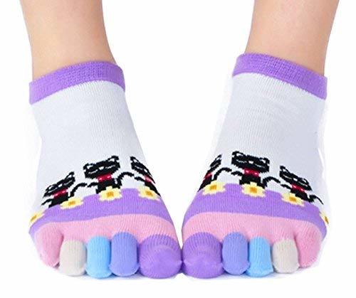 PANDA SUPERSTORE Womens [Cats Dancing] Five Toes Socks Five Fingers Cartoon Sock