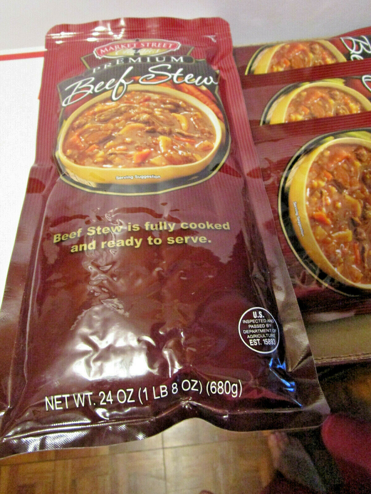 6 lbs Market Street Premium BEEF STEW Ready to Eat, FOUR 24 oz packs