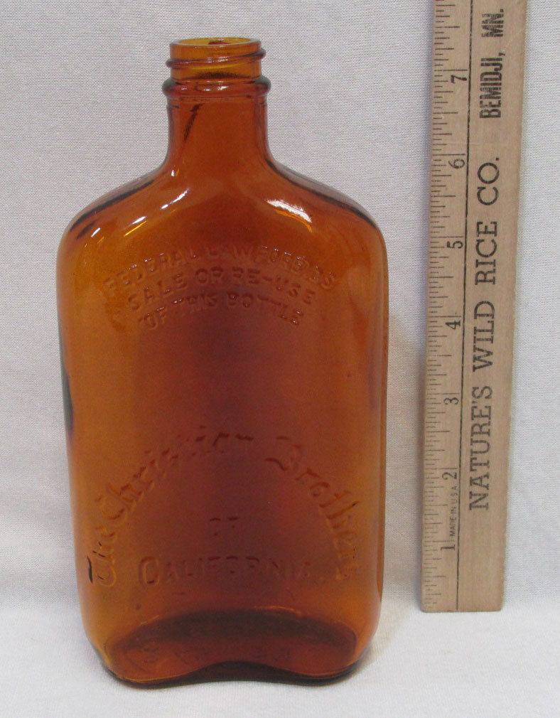 Vintage Brown 4/5 Pint Liquor Bottle The Christian Brothers of