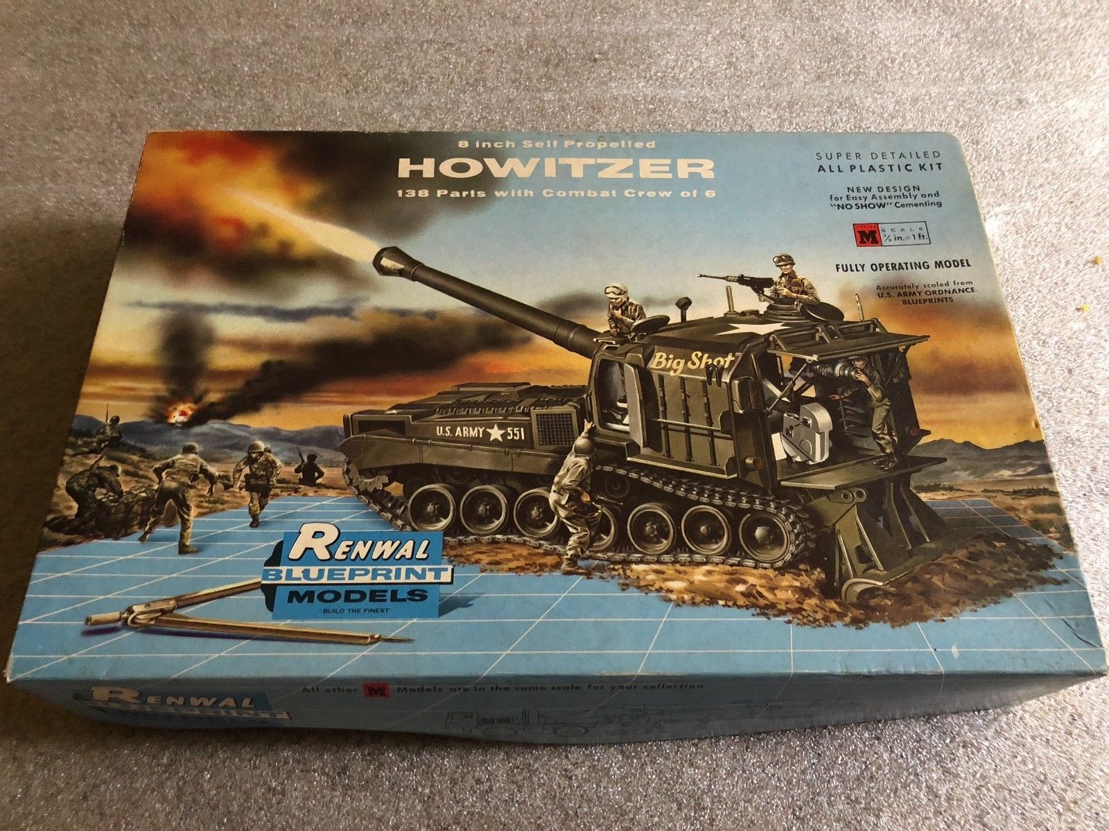 Vintage Renwal Blueprint Models 8" Self Propelled Howitzer Tank Model ...