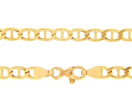 18K YELLOW GOLD CHAIN FLAT BOAT MARINER OVAL NAUTICAL LINK 4.5mm, 50 cm, 20" image 1
