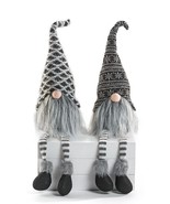 Gnome Shelf Sitters Set of 2 With Long Beard, Black Boots Faux Fur Trim ... - $48.50