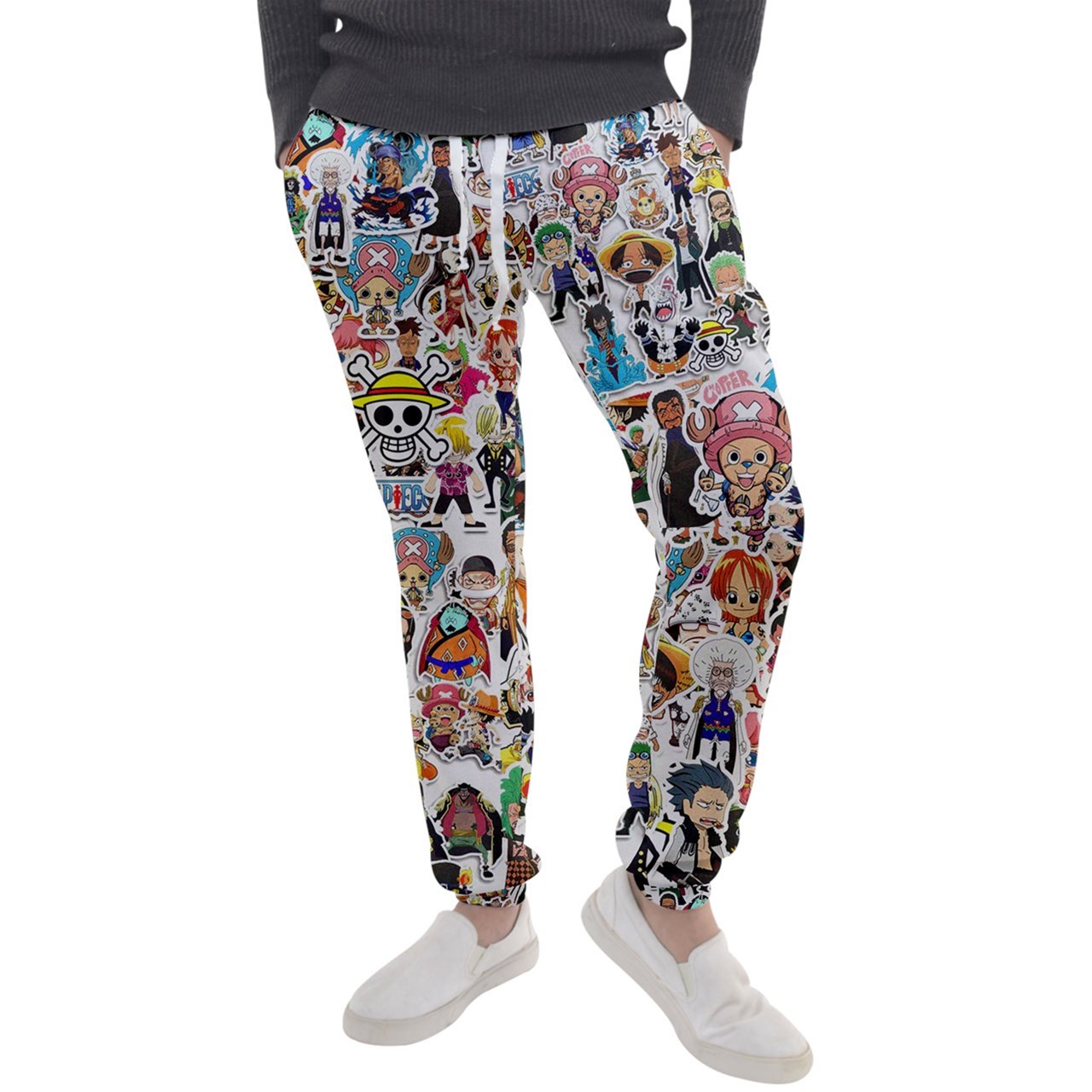 One Piece Anime Pajama Pants : Man One Piece Pants Blue White Slim