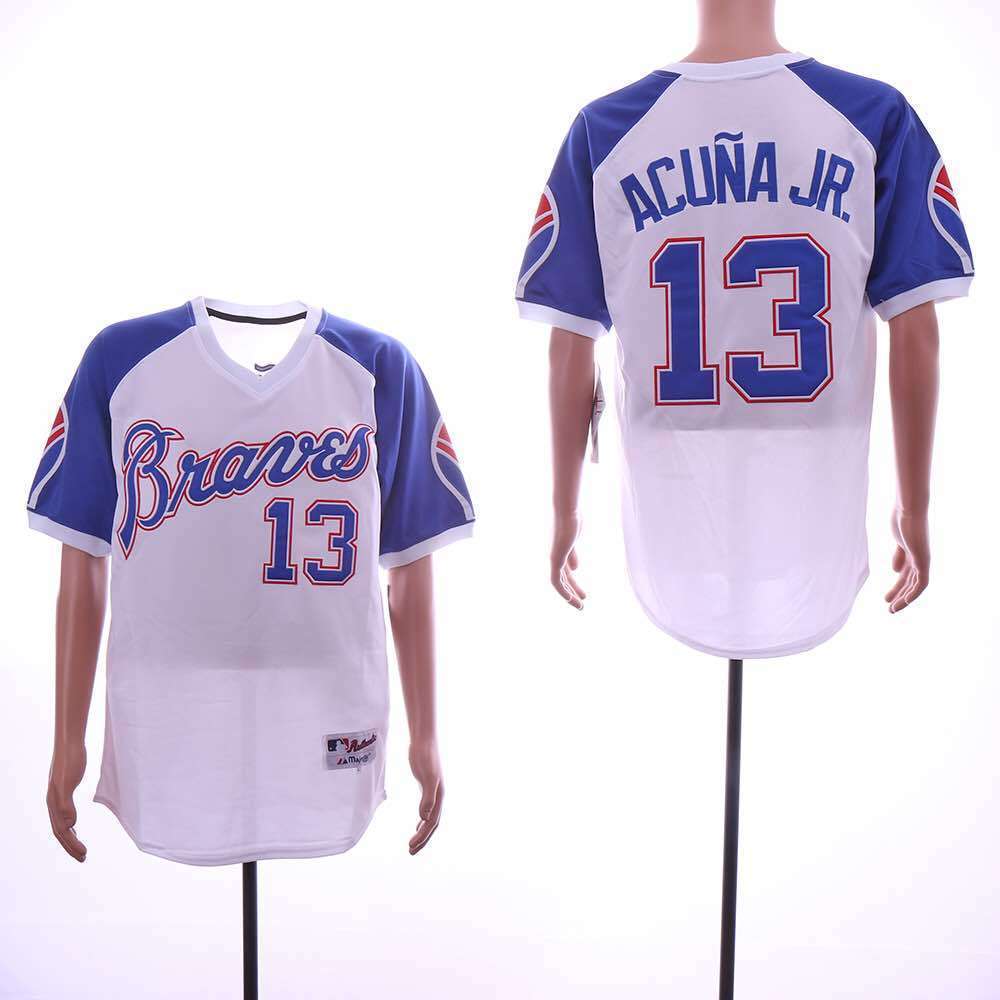 2018 Atlanta Braves Men's #13 Ronald Acuna Jr. Jersey New White Cool
