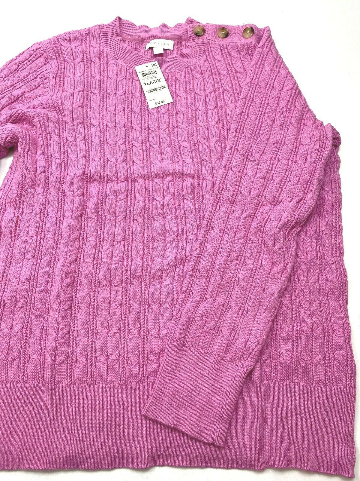 Charter Club Button-Shoulder Sweater Color: Light Pink