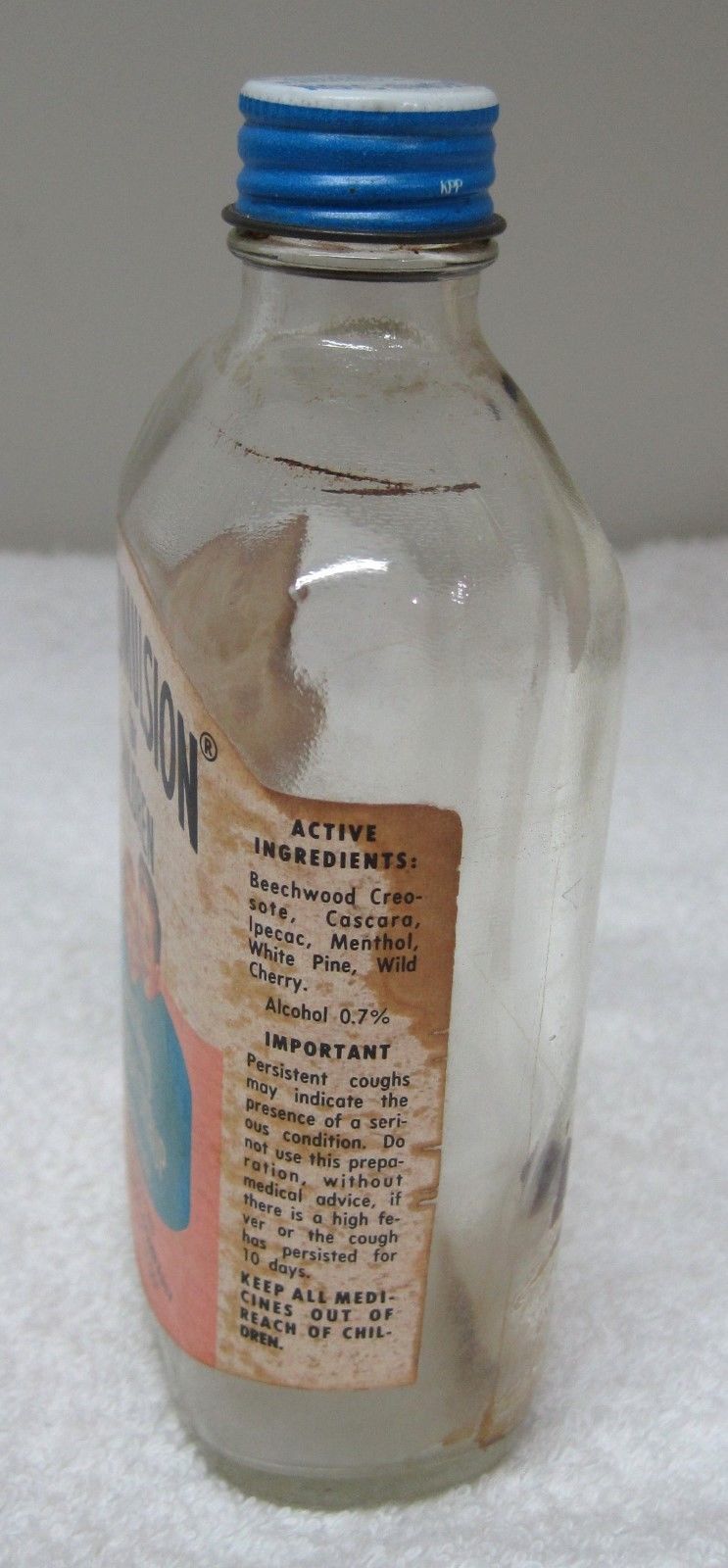 Creomulsion For Children Cough Syrup Bottle W Metal Original Cap Nice