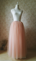 Deep Blush Tulle Maxi Skirt Floor Length Puffy Tulle Bridal Skirt Plus Size image 5