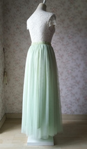 LIGHT GREEN High Waist Tulle Skirt Green Plus Size Bridesmaid Tulle Skirts image 4