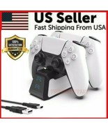 LED Dual Charger Dock Station Charging Stand for Sony PS5 DualSense Cont... - $10.99