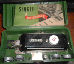 Singer Buttonholer #160506 In Green Case w/Dies Low Shank Works - $20.00