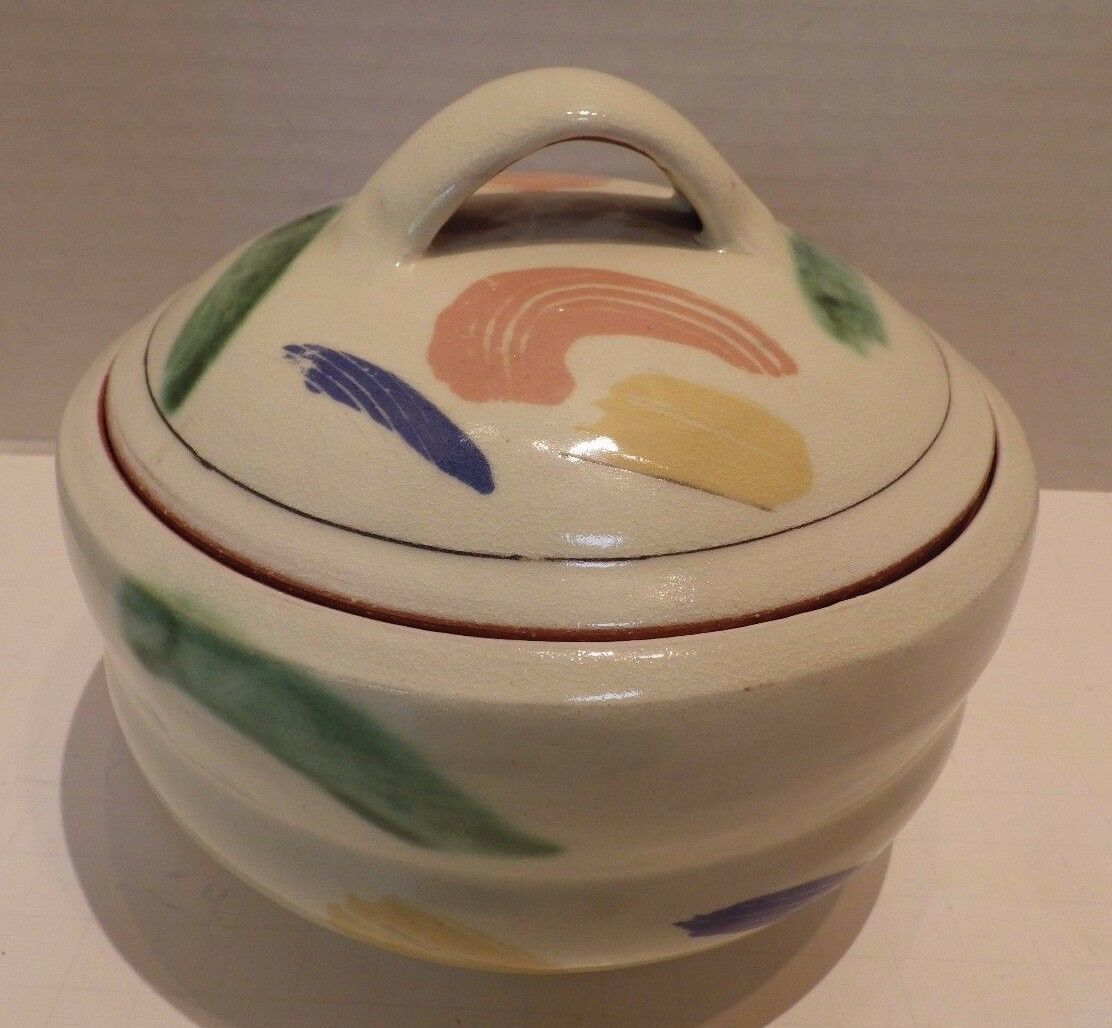 HANDY (?) Fusion Covered Casserole Studio Pottery Signed