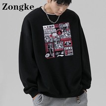 Zongke Print Casual Sweatshirts Men Clothing Japanese Streetwear Men Sweetshirts - $134.05