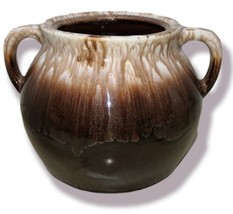 Vintage McCoy Hull ?USA Pottery Brown Drip Soup Tureen Pot with Handles 6x8"