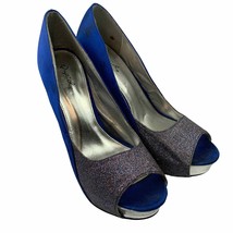 Qupid 10 US Women Heels Stiletto Shoes Blue Open Toe Slip On - $24.72