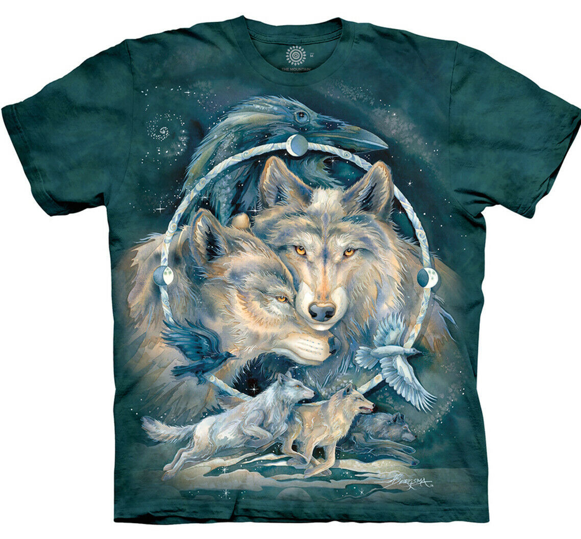 Wolf In Spirit I Am Free Wolves Bird Native American Blue Mountain T-Shirt M-5X