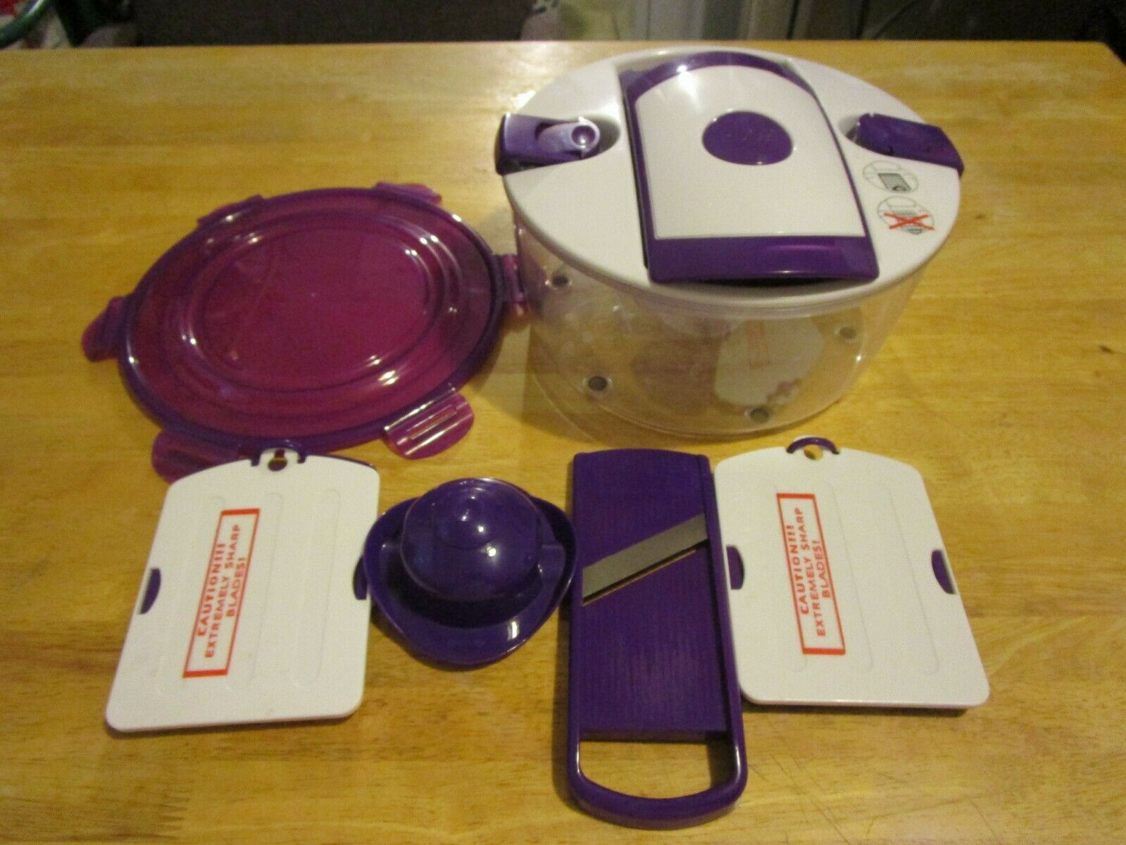 Genius Salad Chef Chopper Food Prep System 7 Piece Set PurpleEUC Slicers