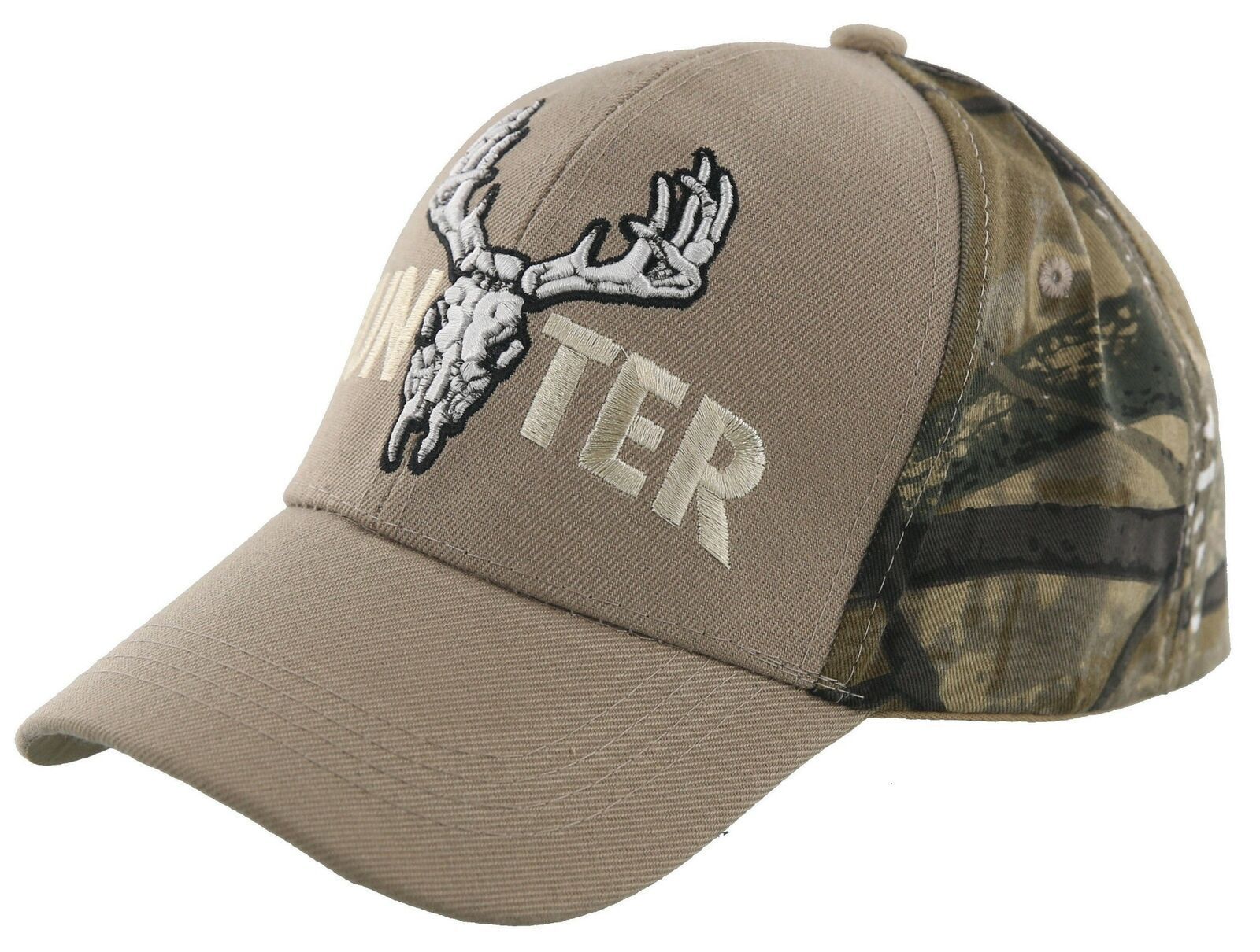 NEW! DEER HUNTER SKULL BUCK OUTDOOR SPORTS CAP HAT TAN CAMO Men's Hats