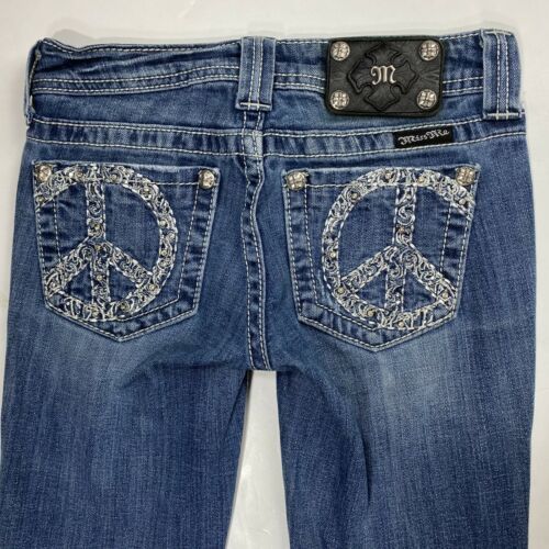 Miss Me Peace Sign Bootcut Sz 25 Womens 