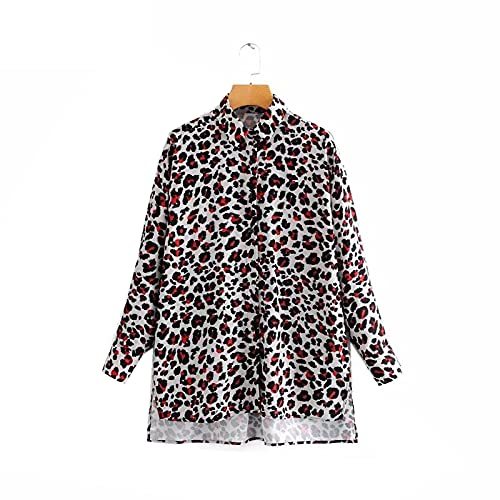 Leopard Skin Pattern Printing Loose Blouse Casual Shirt Women Long Sleeve Sexy F