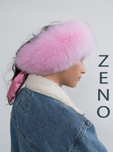 Arctic Fox Fur Scarf / Headband  24' (60cm) Saga Furs Pink Fur Detachable Ribbon image 7