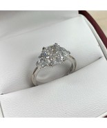 3 Stone IGI 2.92CT E-VS2 Lab Grown Radiant Diamond Ring 18k White Gold - $5,444.01