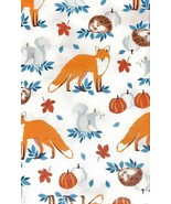 Fall Autumn Vinyl Flannel Back Tablecloth 60 Round Fox Squirrel Leaves P... - $18.80