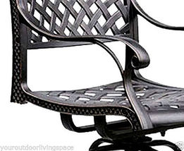 Patio bar stool outdoor living cast aluminum furniture set of 2 swivels Bronze image 4