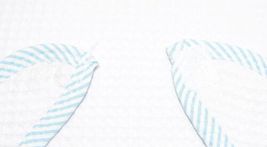 EllieO Seersucker Bib And Burp Cloth Set White With Blue Striped Trim image 3