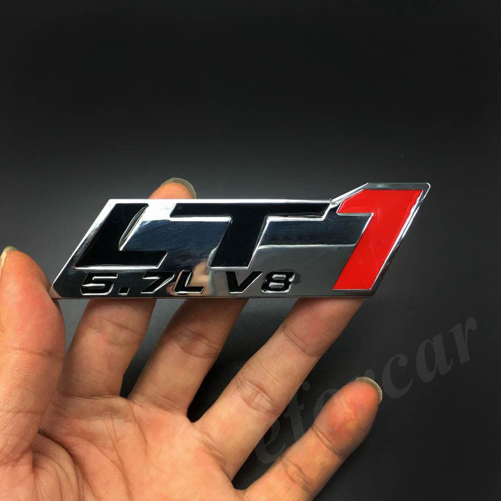 2pcs Chrome Metal LT1 5.7L V8 Engine Emblem Badge Sticker Camaro
