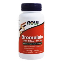 NOW Foods Bromelain 2400 GDU/g 500 mg., 60 Vegetarian Capsules - $13.09