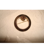 Vintage Gold-tone Circle Pin ~ Brooch ~ Purple Rhinestone He - $6.00