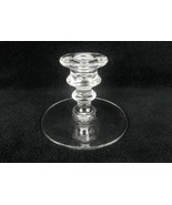Single Candle Holder, Clear Pressed Glass, Knobbed Column, Broad Round Base - $12.69
