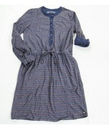 Eddie Bauer Womens Sm Knit Dress Blue Drawstring Waist Adjustable Sleeve... - $17.86