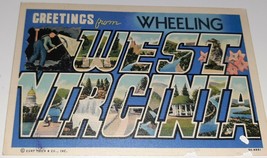 Large Letter Greeting Linen Postcard Wheeling, West Virginia WV Curt Teich - $4.95