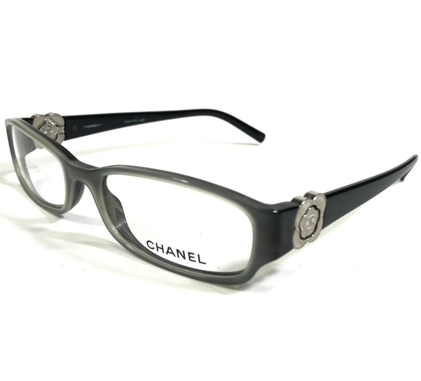 Primary image for Chanel 3131 c.845 Eyeglasses Frames Black Grey Rectangular Flowers 51-16-130