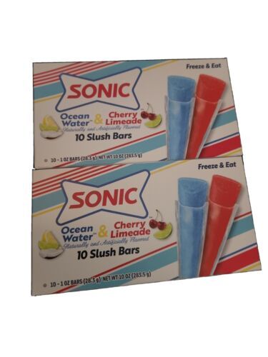 SONIC Slush Bars Set of 2- 10 freezer pops -Ocean Water Cherry Limeade Ex:9/23