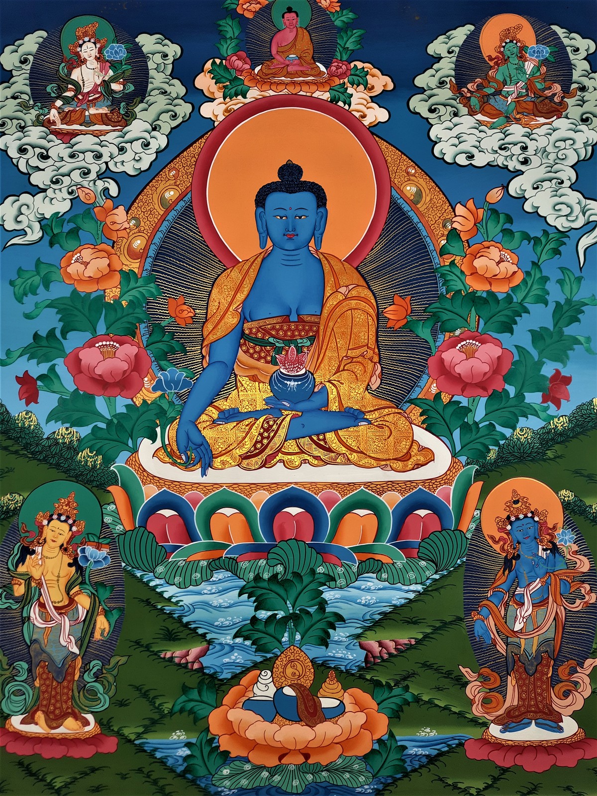 Medicine Buddha Hand Painted Fine Quality Thangka Painting From Nepal Prints, Posters & Paintings