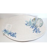 SIGRID OLSEN MELAMINE CRACKLE BLUE STARFISH SHELL CORAL 17&quot; OVAL TRAY/PL... - $54.44