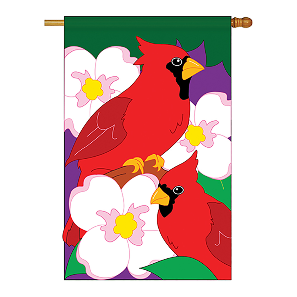 Twin Cardinals - Applique Decorative House Flag - H105026-P2 - Flags