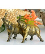 Vintage Miniature Metal Asian Elephant Figurine Pair Set GOP - $19.95