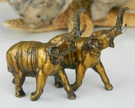 Vintage Miniature Metal Asian Elephant Figurine Pair Set GOP - $15.95