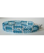 Handmade Swarovski Crystal Bracelet Genuine Swarovski Carribean Blue & - $36.13